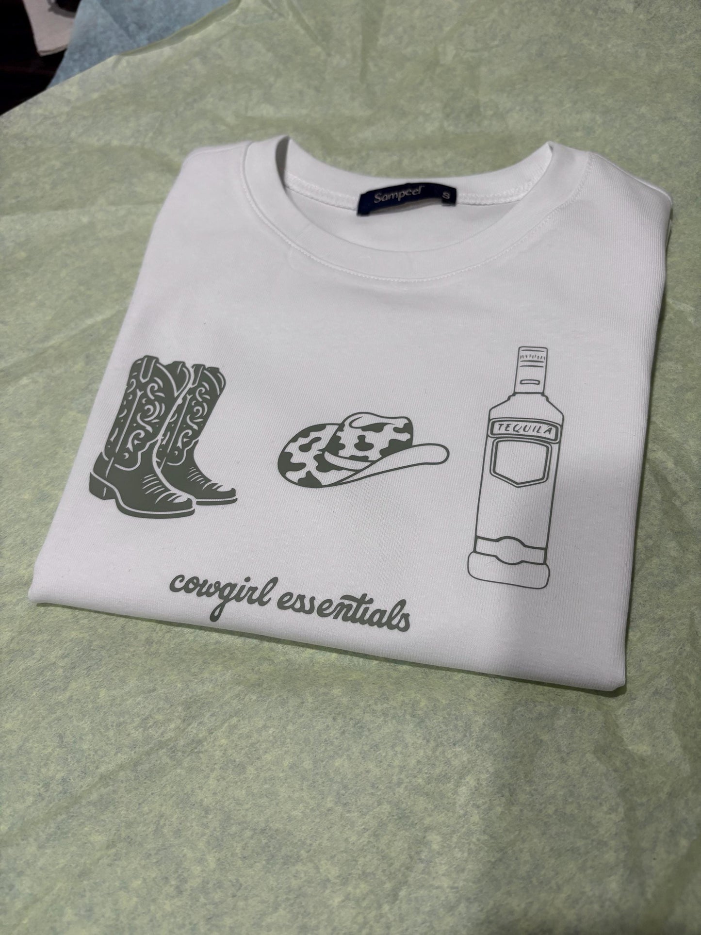 Cowgirl essentials crop top tee