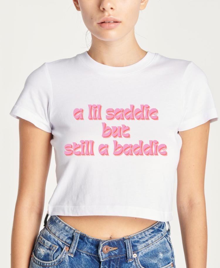 baddie saddie coquette cute girly crop top tee