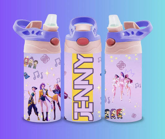 Kpop Demon Hunter Huntrix Rumi Zoey Mira Kids Flip Top 12 oz tumbler