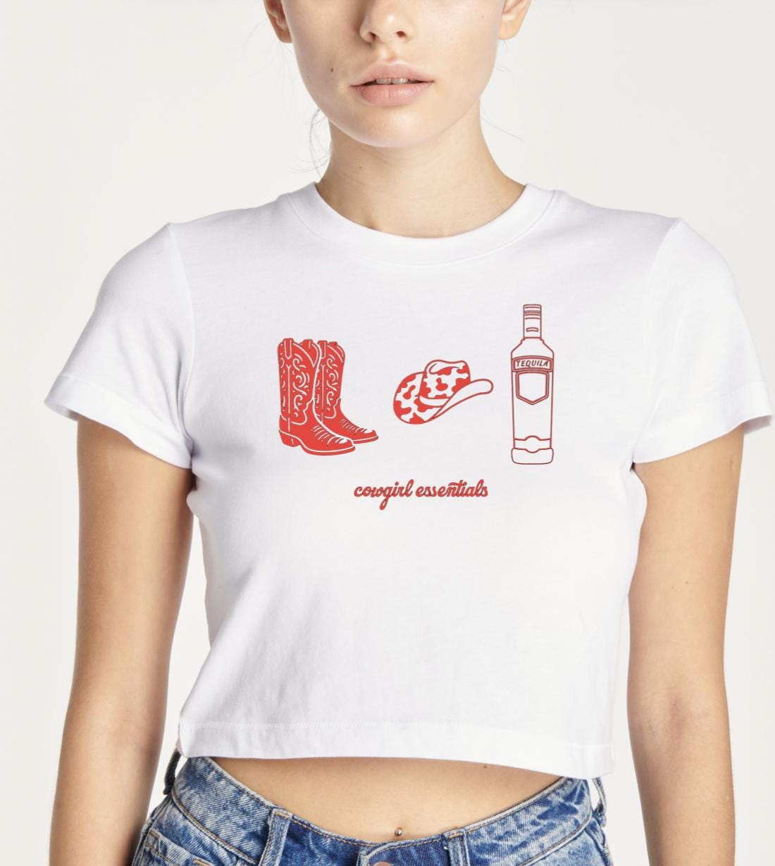 Cowgirl essentials crop top tee