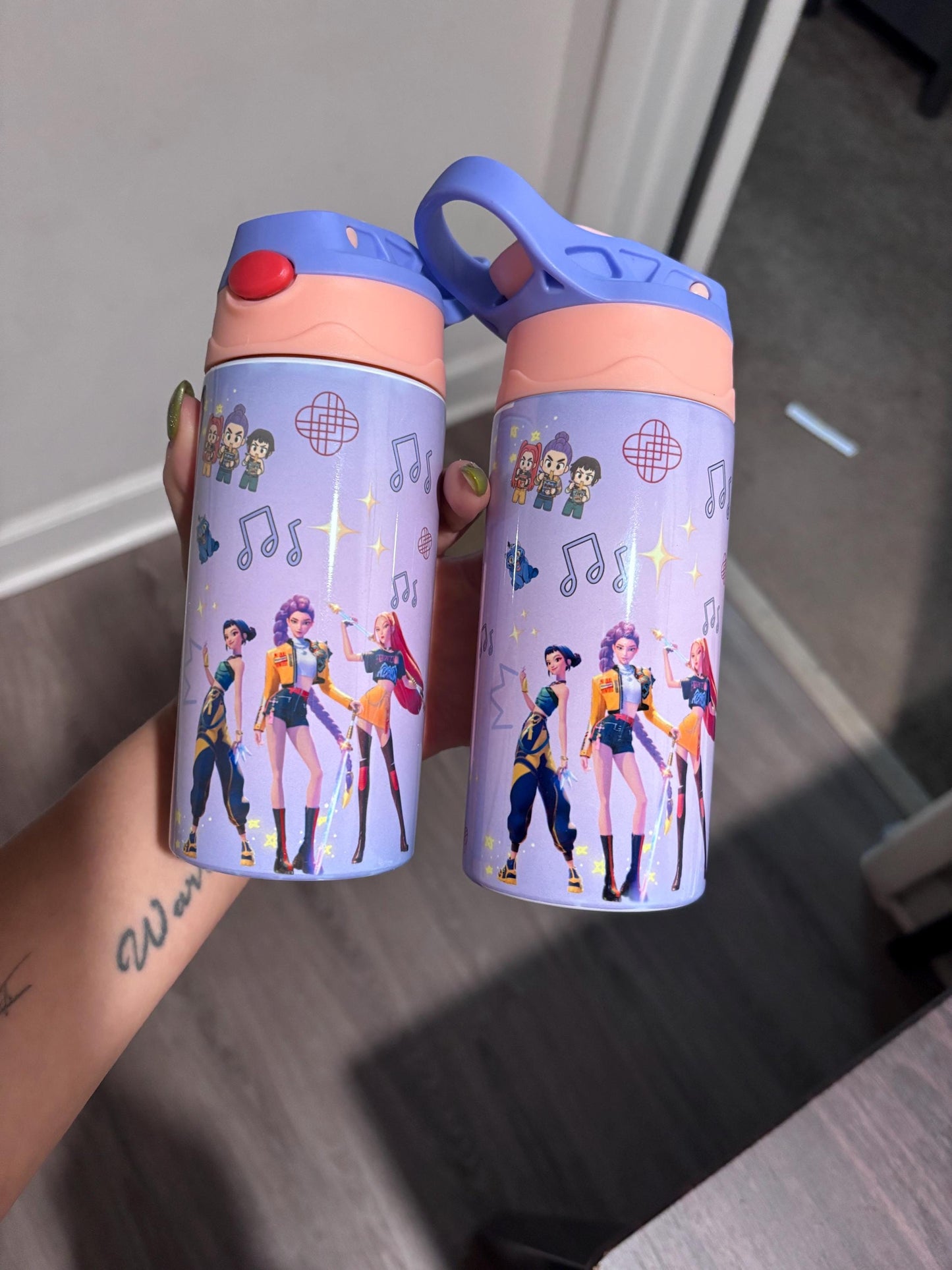 Kpop Demon Hunter Huntrix Rumi Zoey Mira Kids Flip Top 12 oz tumbler