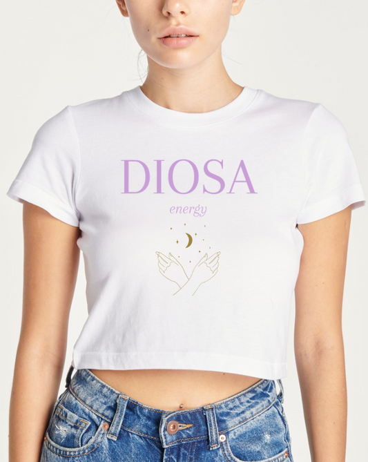diosa energy latina cute girly crop top tee