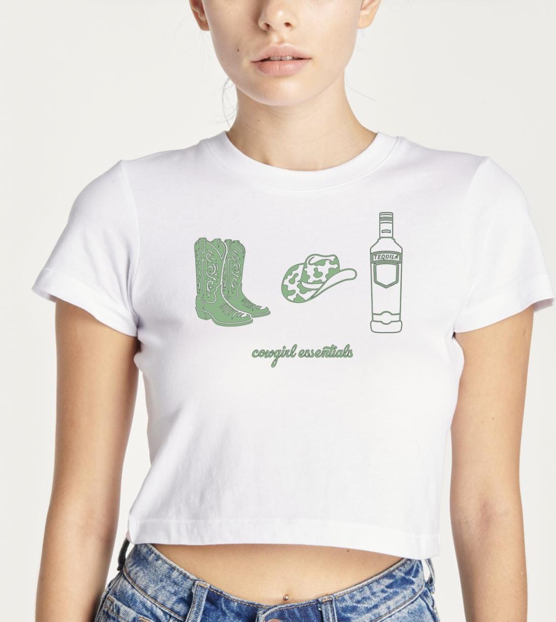 Cowgirl essentials crop top tee